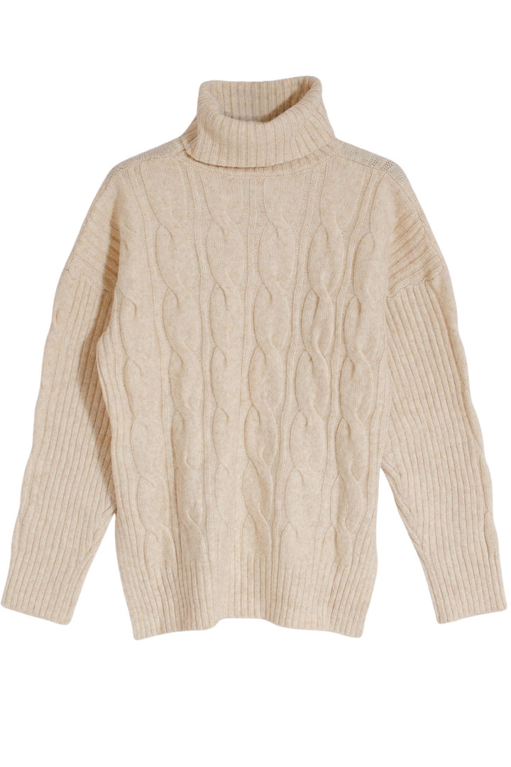 Chunky Cable Knit Roll Neck Jumper