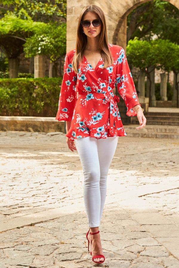 Floral Wrap Blouse