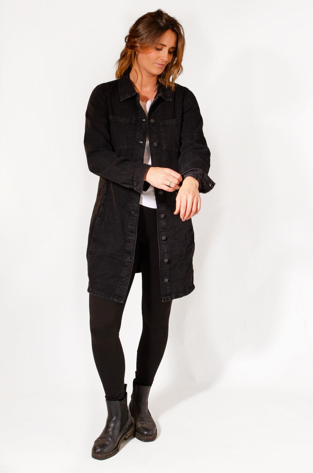 Black Denim Shirt Dress