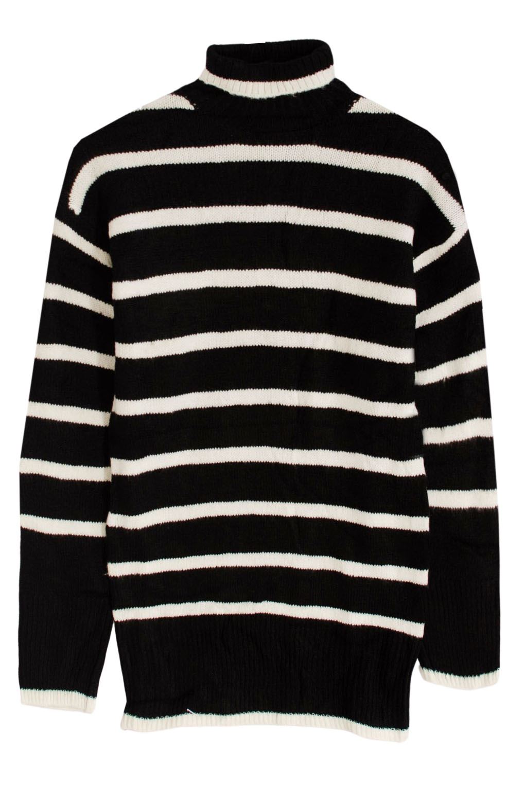 Longline Striped Roll Neck Jumper