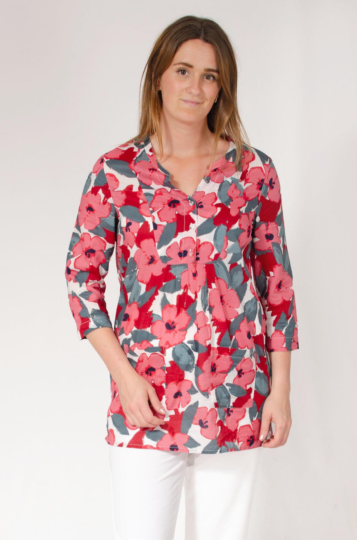 Floral Bloom Pink Tunic Top