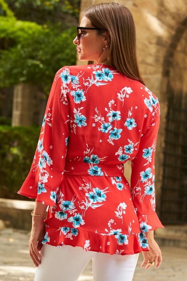 Floral Wrap Blouse