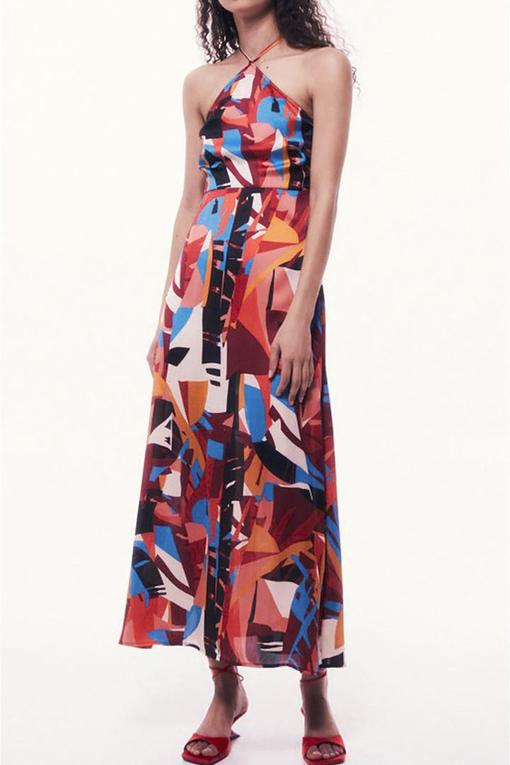 Abstract Halterneck Dress