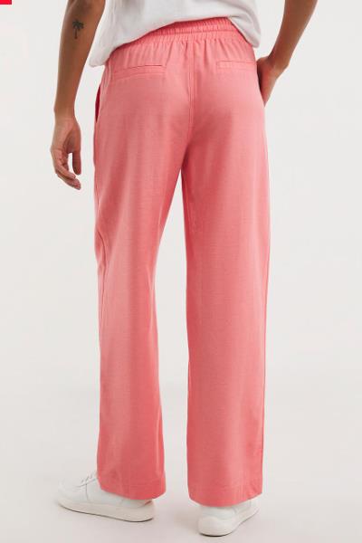 Coral Linen Blend Wide Leg Trousers