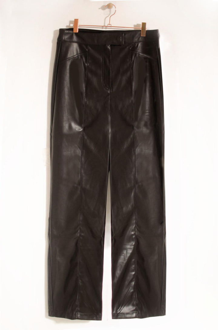 Leather Look Wide Leg Trousers