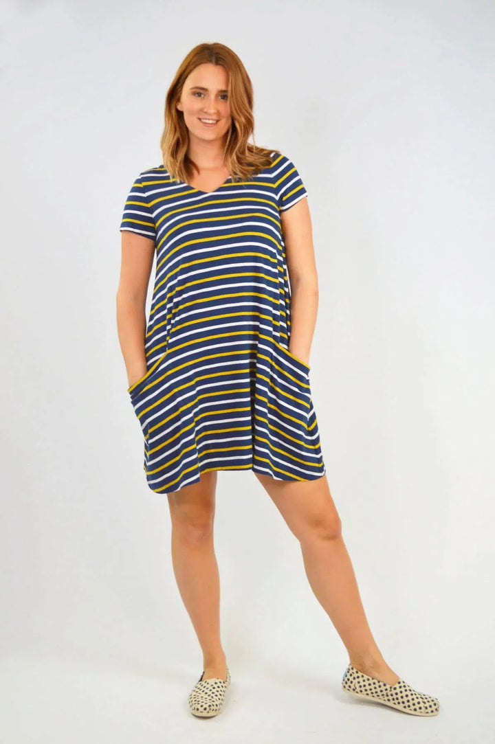 Stripe Pocket Swing Dress