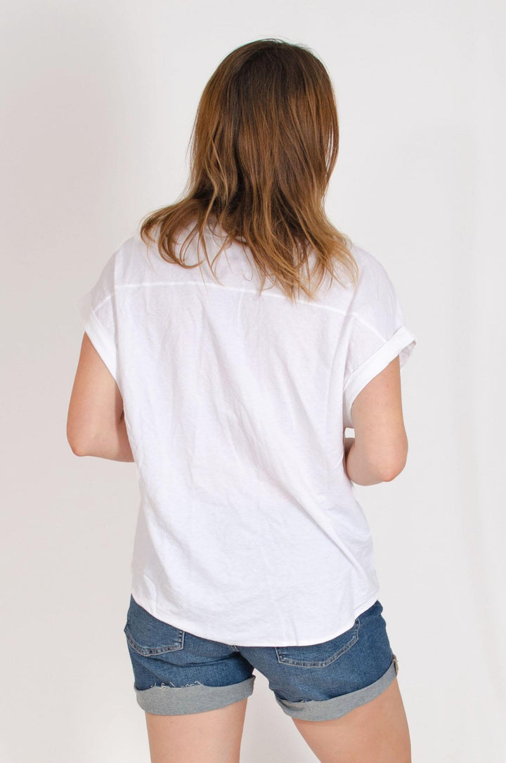 Short Roll Sleeve Pocket Top