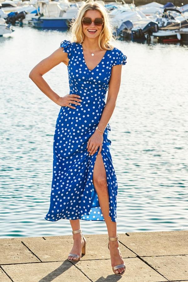 Frill Wrap Polka Dot Dress