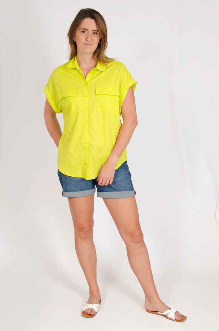 Short Roll Sleeve Pocket Top