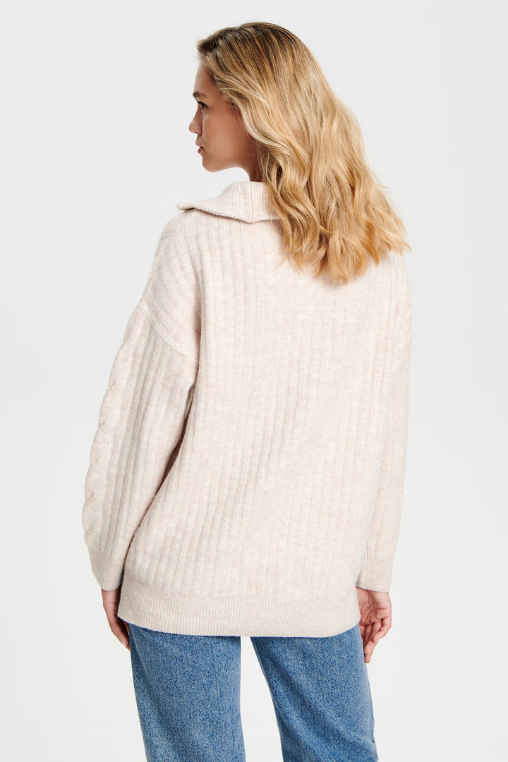 Zip Neck Soft Cable Knit Jumper