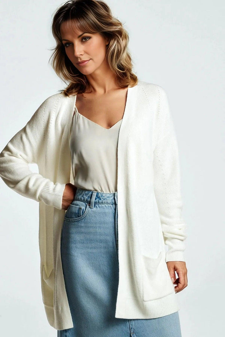 Ribbed Long Pocket Cardigan