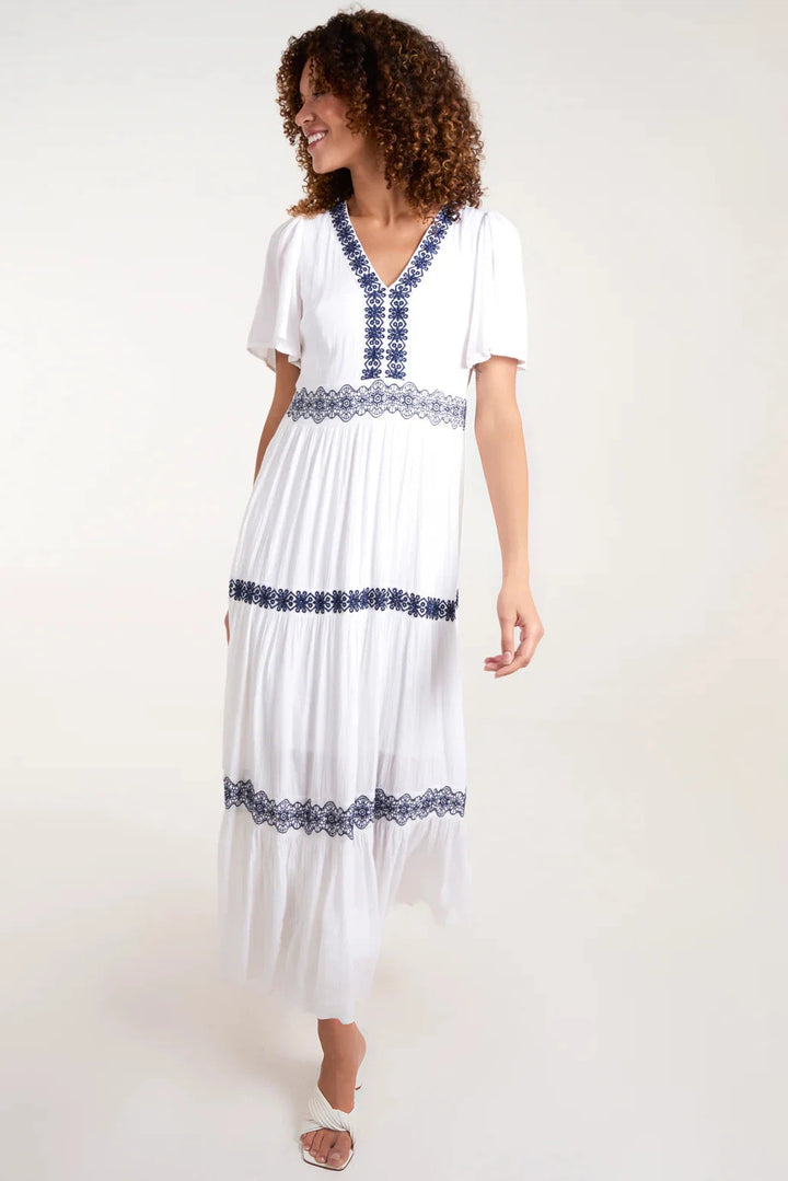 Embroidered Tiered Maxi Dress