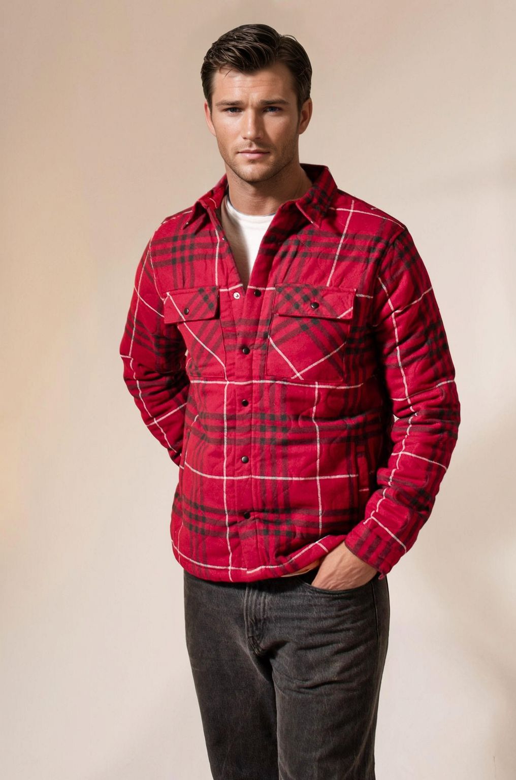 Mens Quilted Shirt Shacket