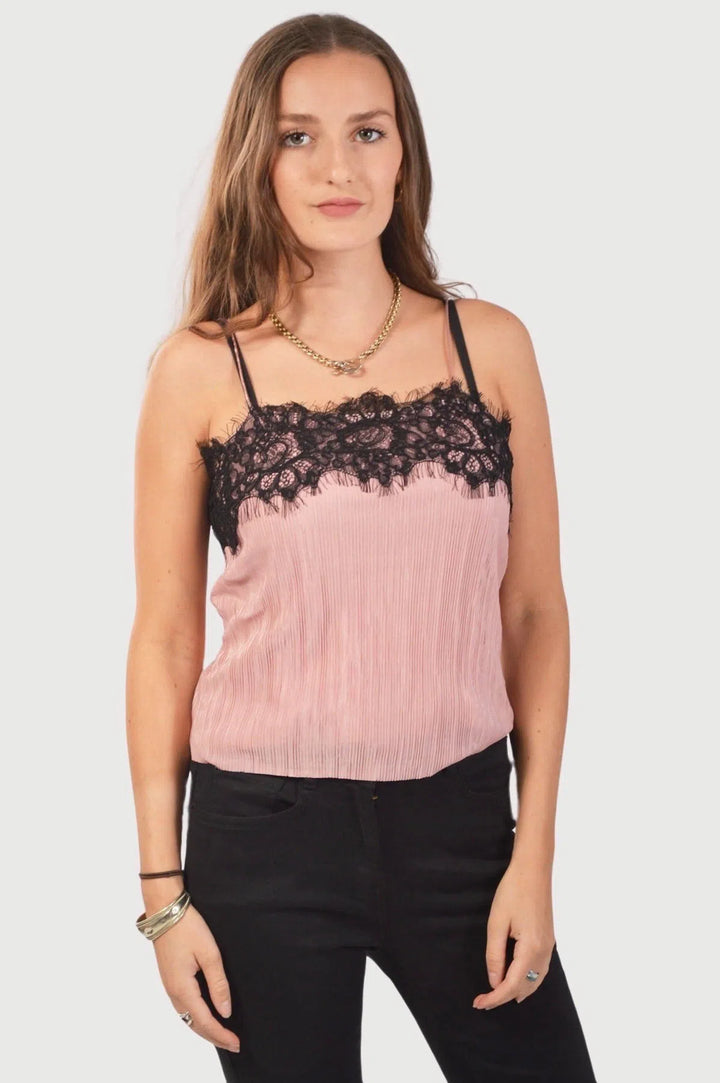 Eyelash Lace Trim Cami Top