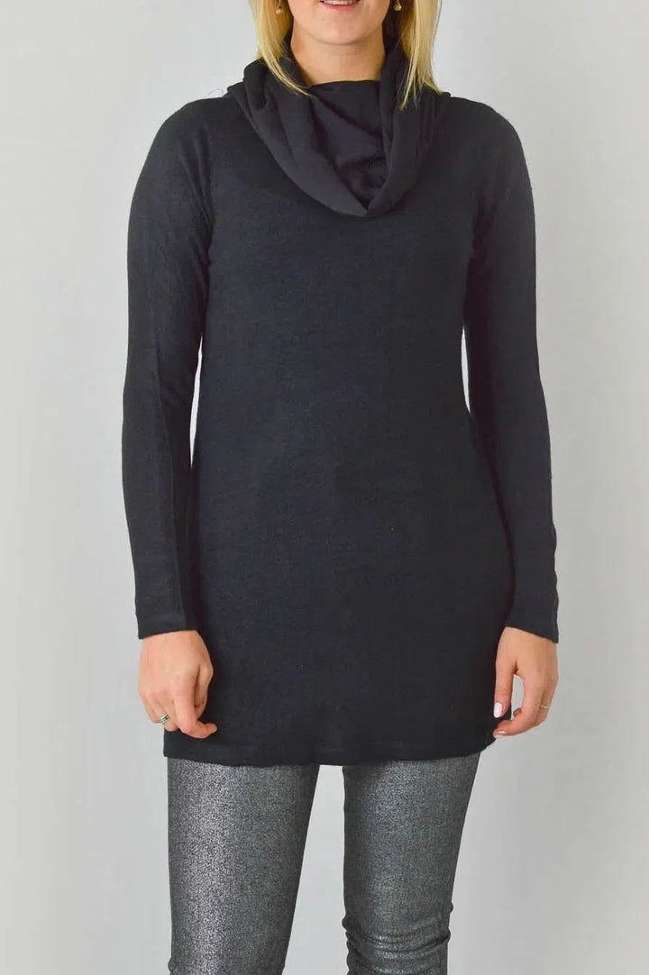 Silky Cowl Neck Tunic Jumper