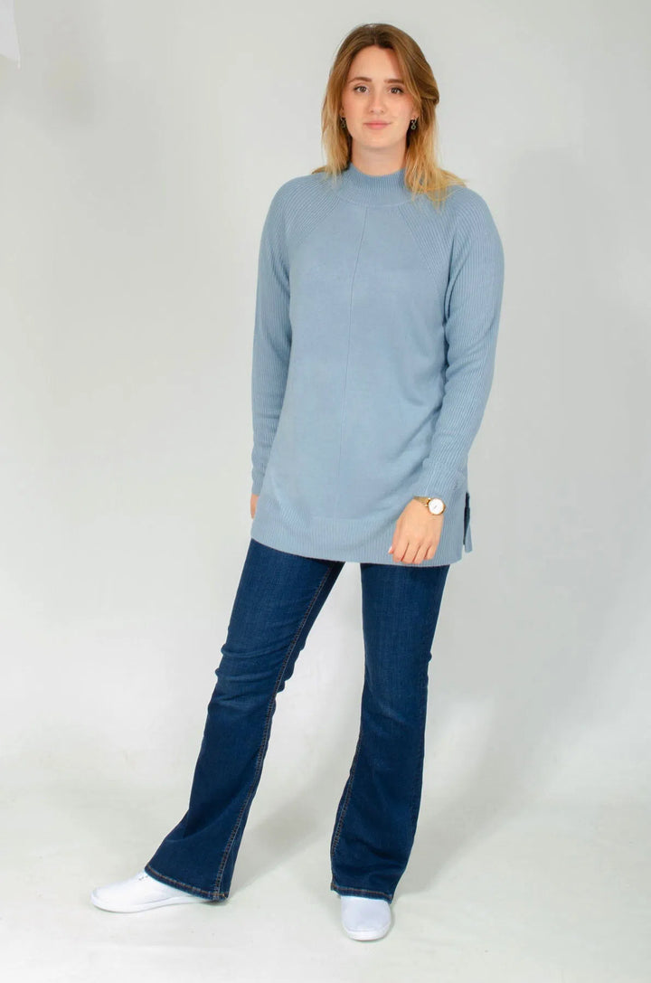 Ribbed Stand Neck Swing Jumper