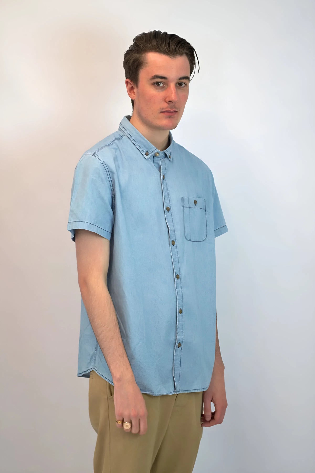 Short Sleeve Chambray Shirt