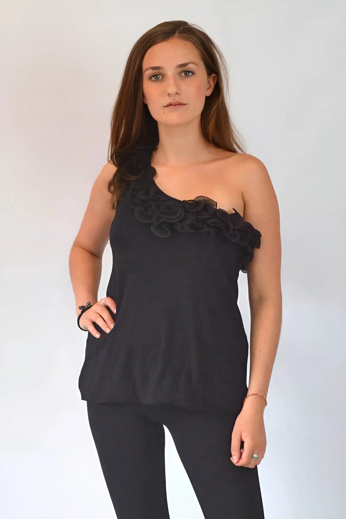 One Shoulder Frill Edge Top