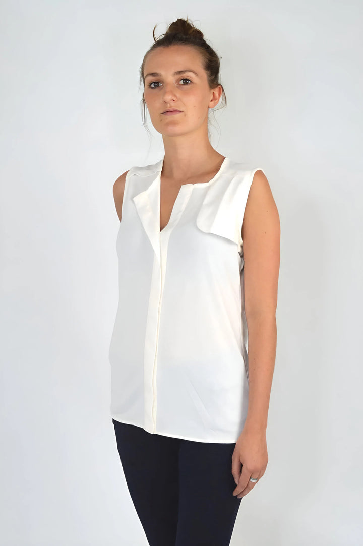 Sleeveless Silky Blouse