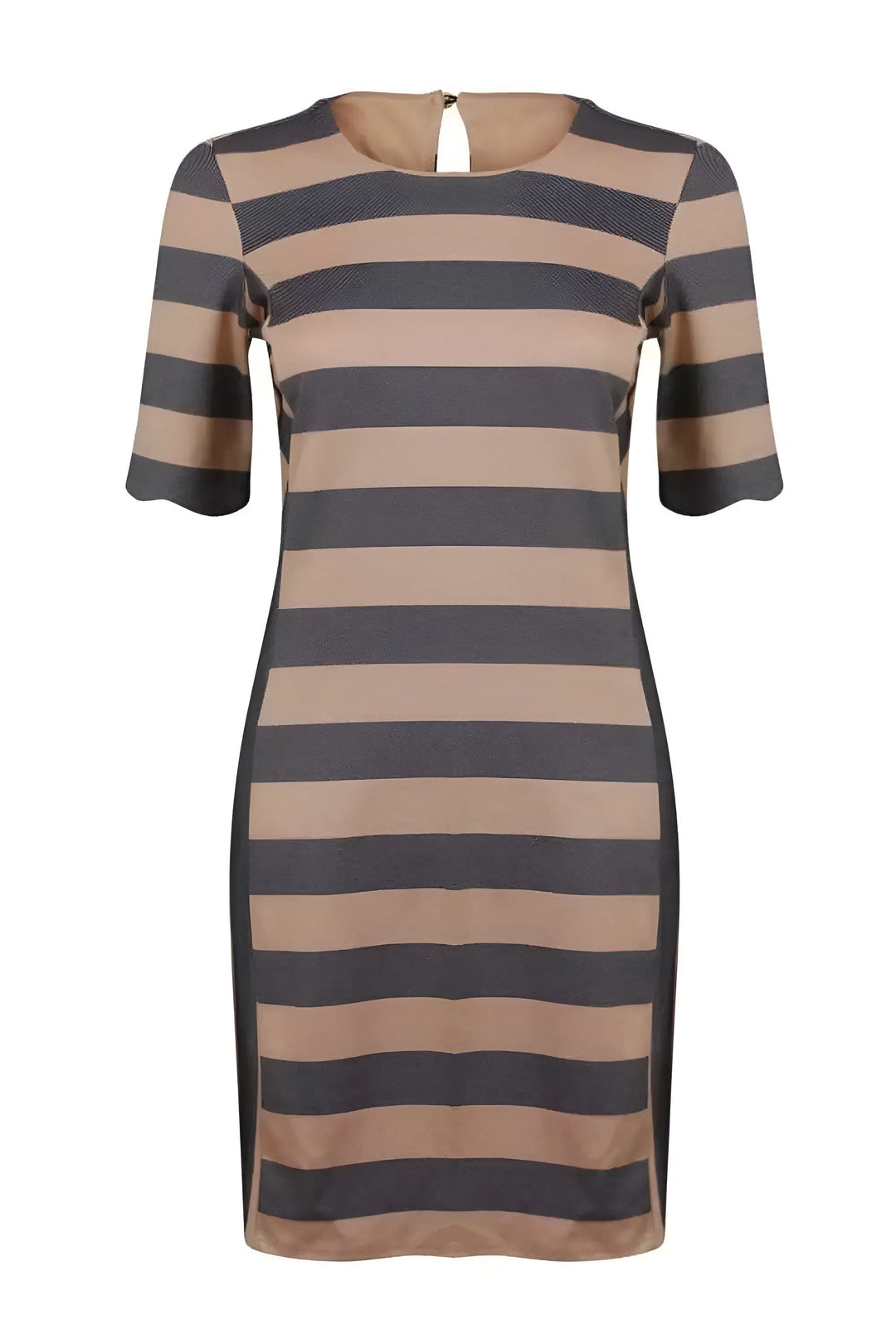 Striped Scallop Edge Shift Dress