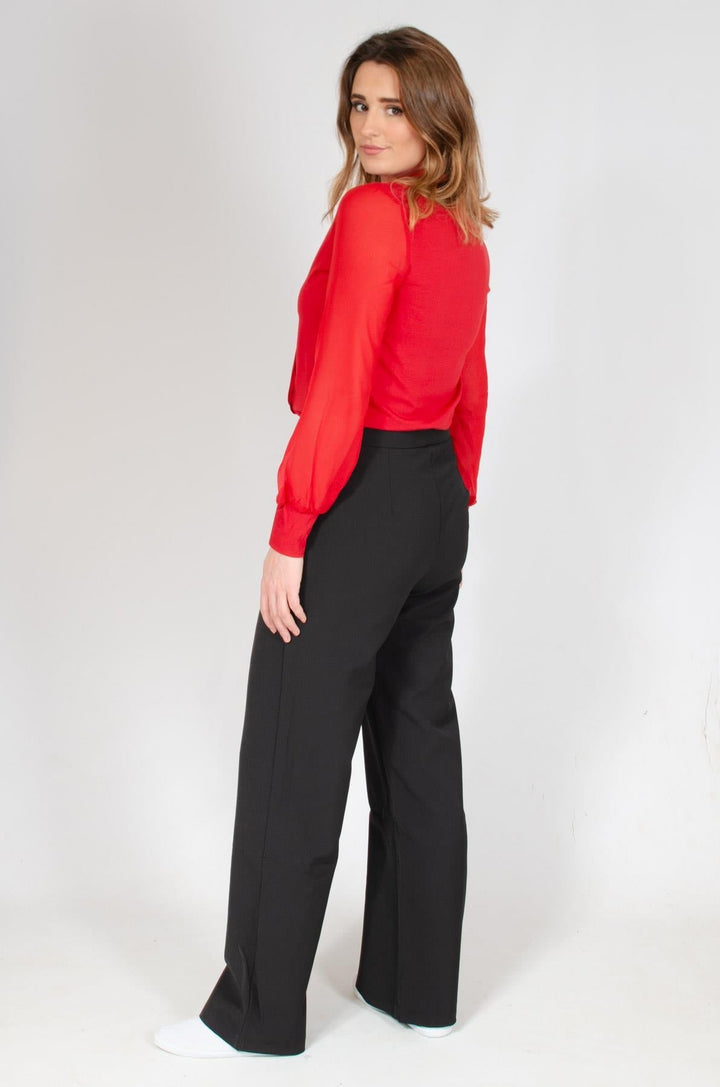 'Darcey' Red Pleat Front Top