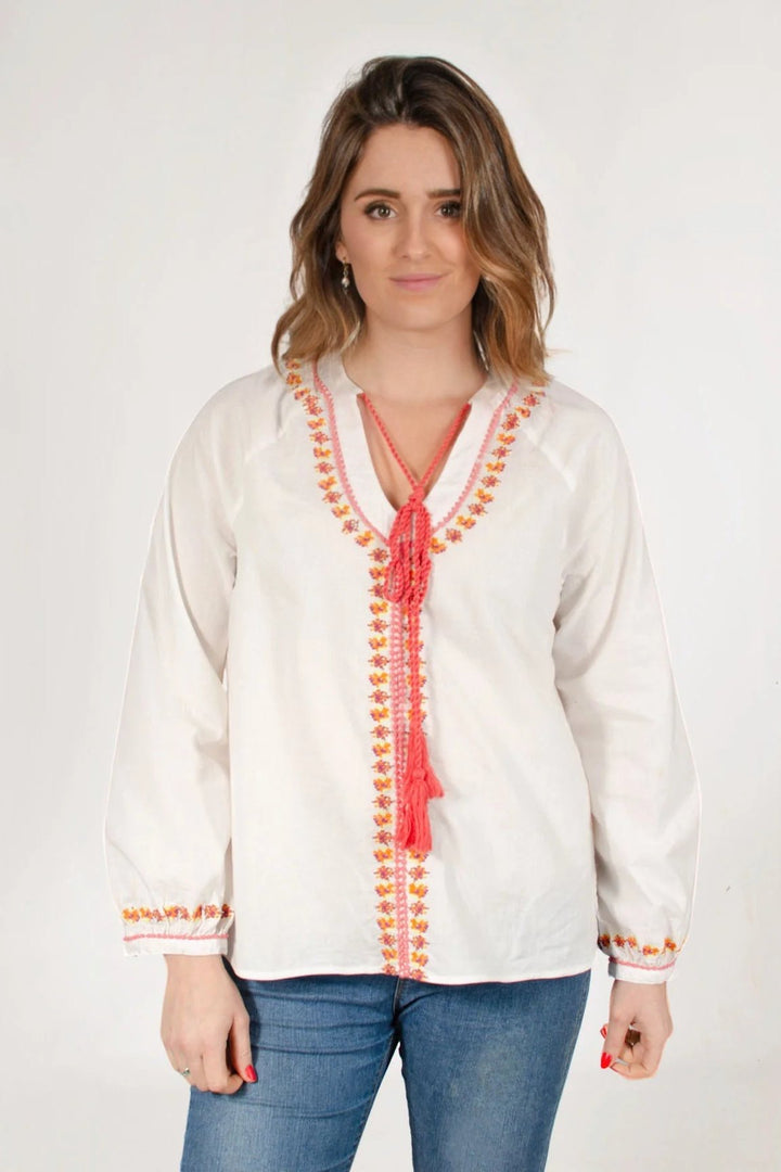 Embroidered Kaftan Tassle Top