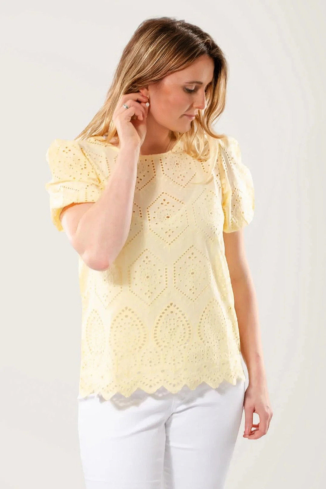 Broderie Anglais Short Sleeve Blouse