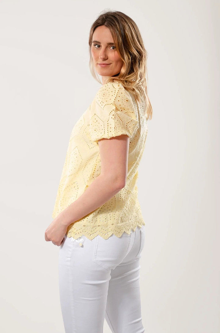 Broderie Anglais Short Sleeve Blouse