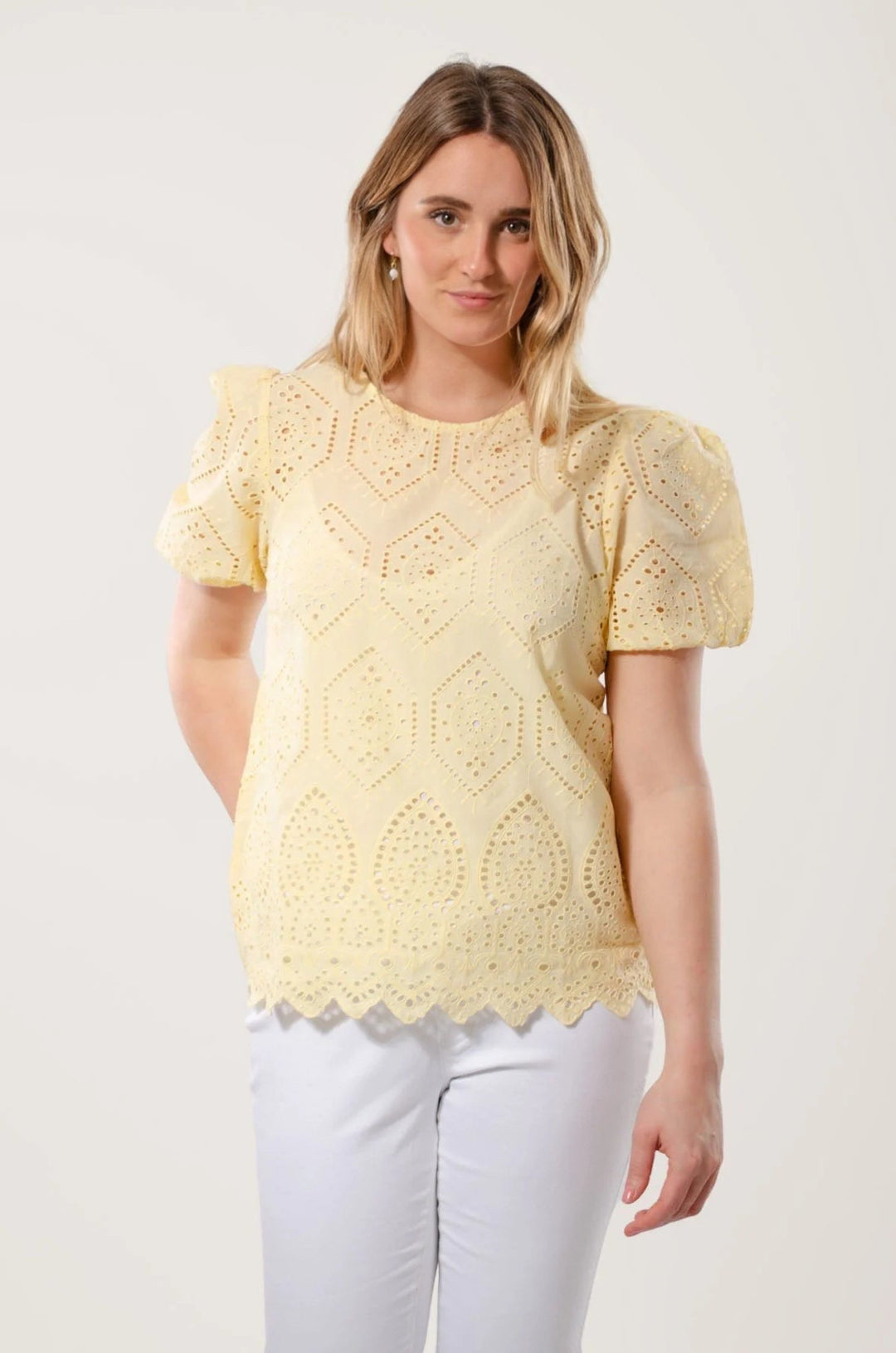 Broderie Anglais Short Sleeve Blouse