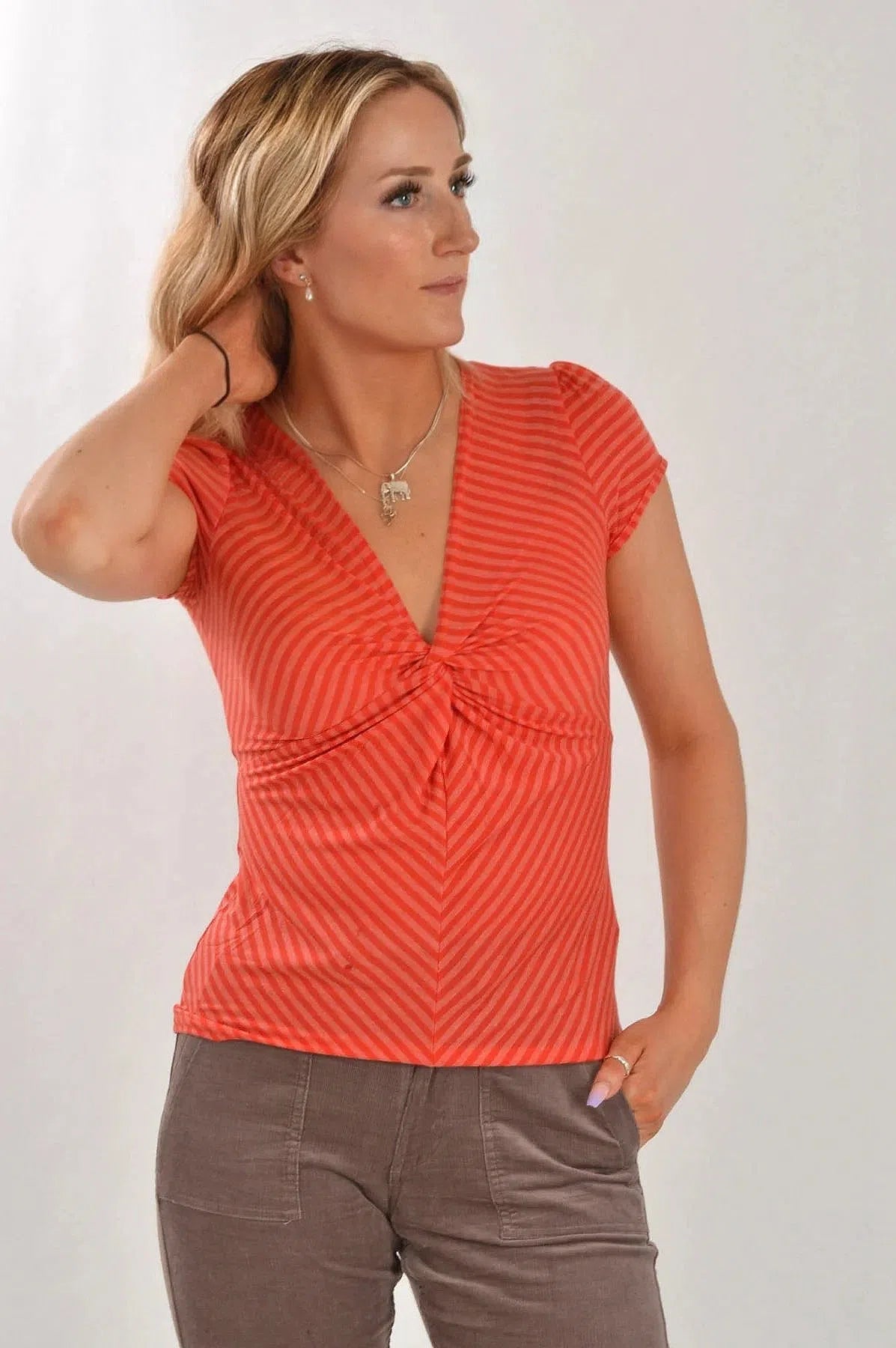 Striped Twist Front Top