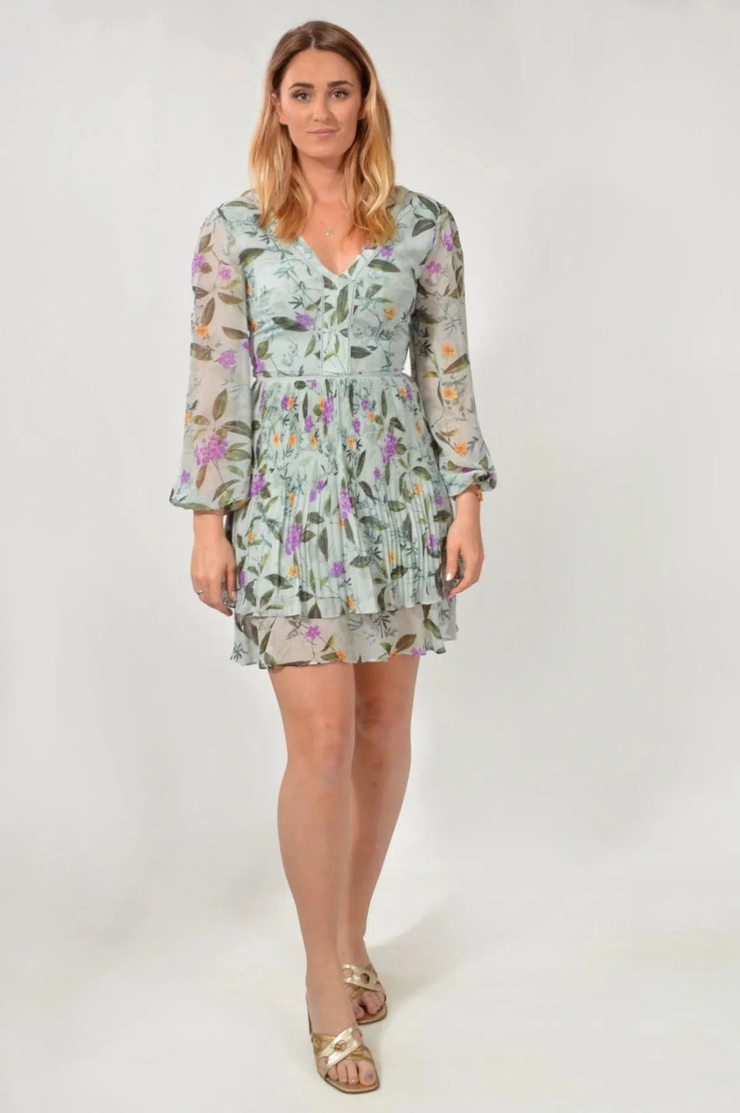 Floral Chiffon Long Sleeve Dress