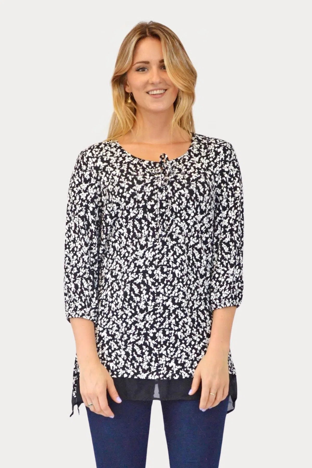 Ditsy Leaf Print Tunic