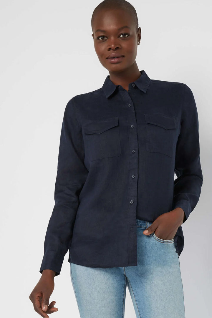 Joe Fresh Lightweight Linen Shirt Navy / XS