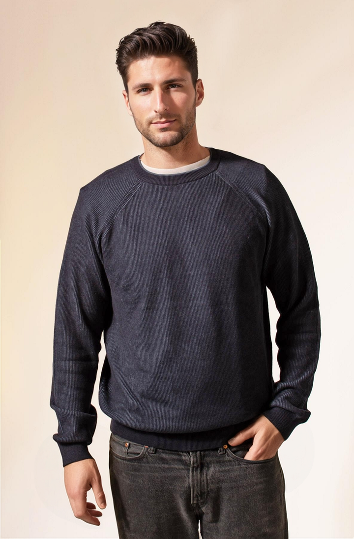 Mens Ribbed Round Neck Jumper