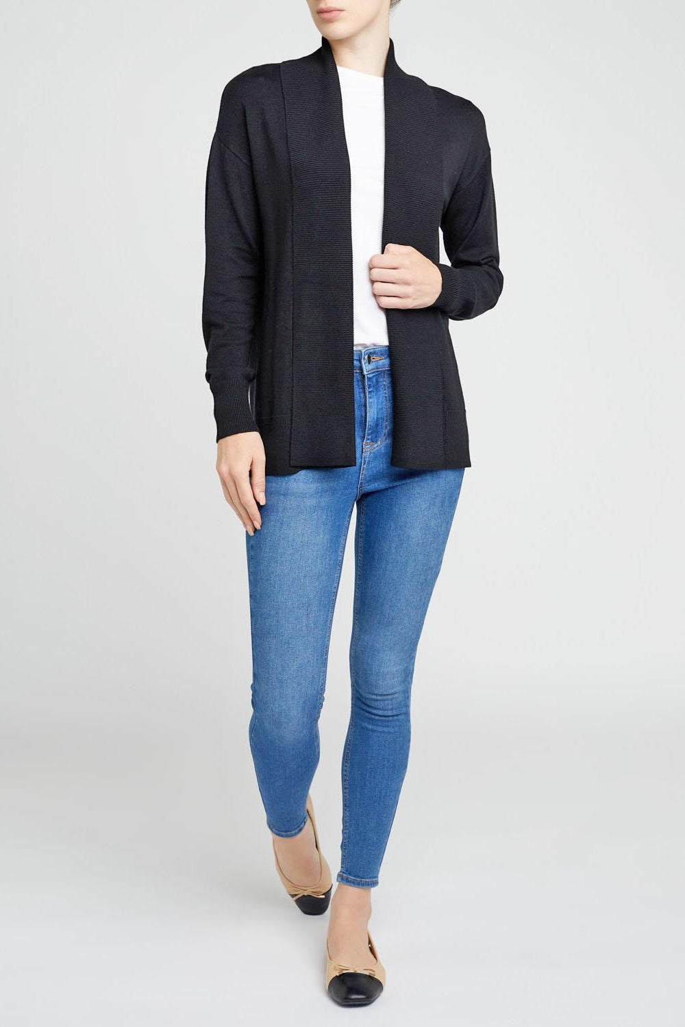 Fine Knit Edge to Edge Long Cardigan