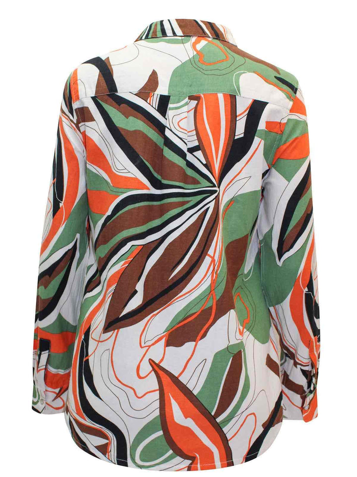 Linen Blend Abstract Print Shirt