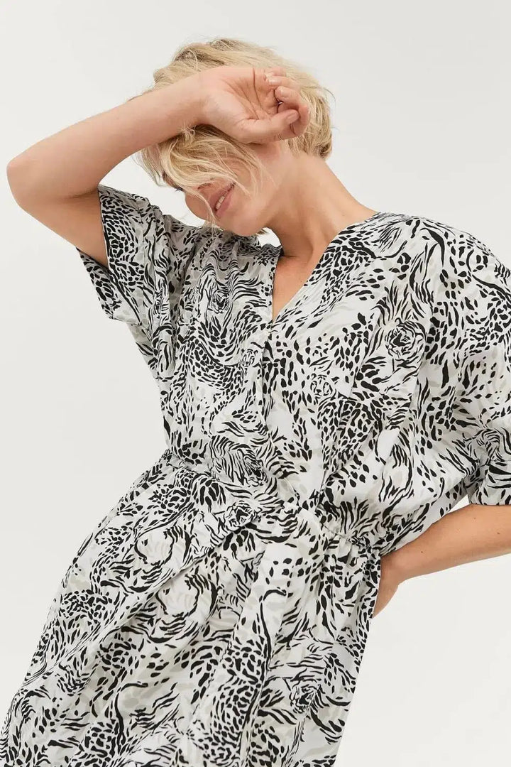 Ellos Abstract Print Wrap Dress