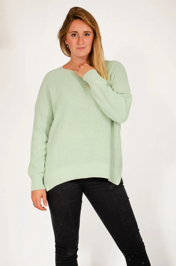 American Holic Chunky Oversize V Neck Jumper Green / XL