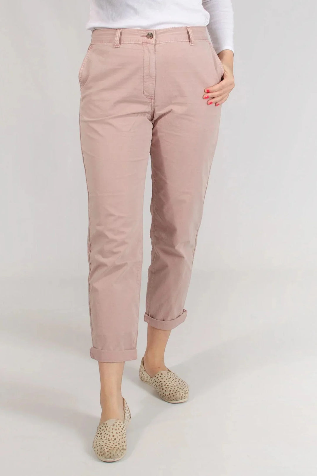 M&S Ankle Grazer Chino Trousers Dusky Pink / 8 / Reg