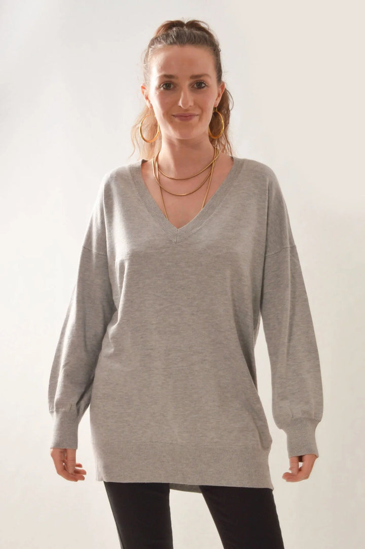 Apricot Long V Neck Fine Knit Jumper Secret Label