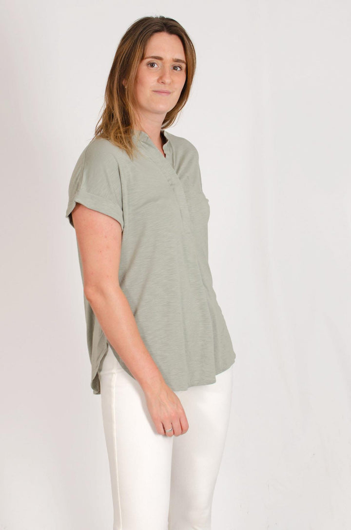 Pleat Front Short Sleeve Jersey Top