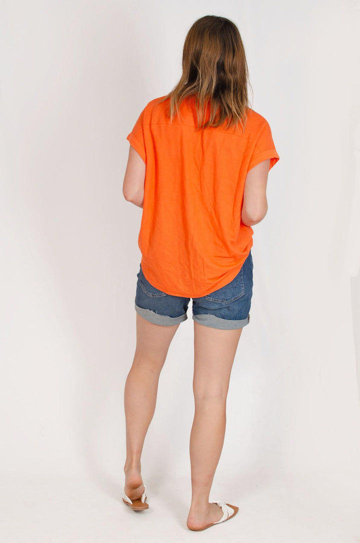 Short Roll Sleeve Pocket Top