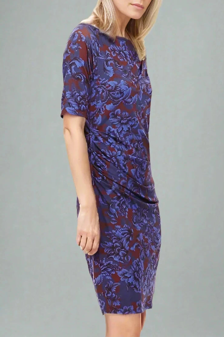 M&S Baroque Wrap Dress Blue/Burgundy / 6