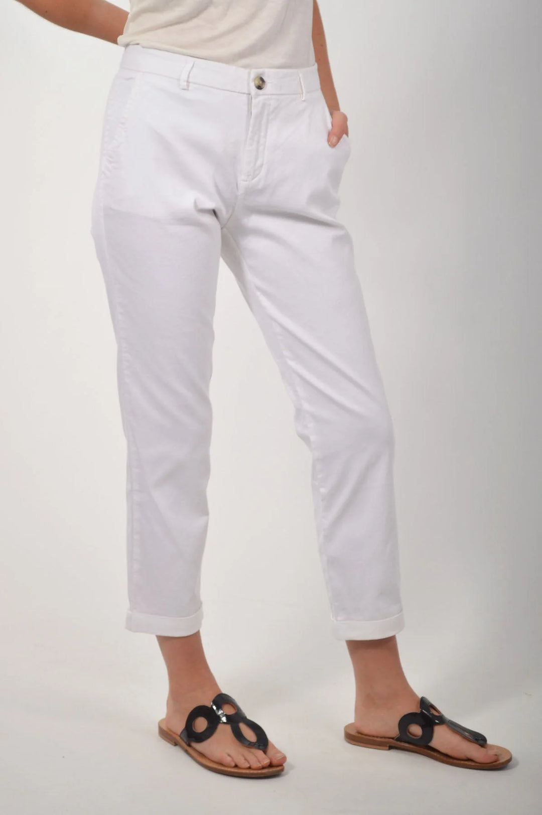 Benetton Cropped Cotton Chino Trousers