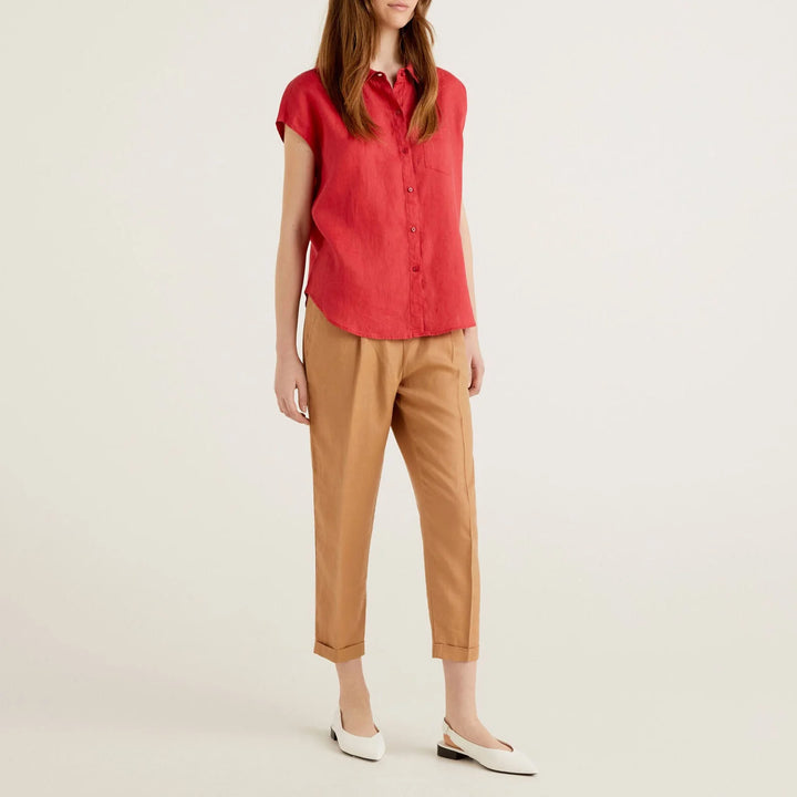 Benetton Linen Crop Trousers