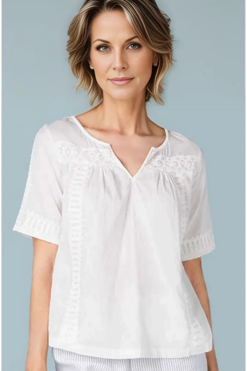 Boden Pure Cotton Alice Embroidered Top White / 6