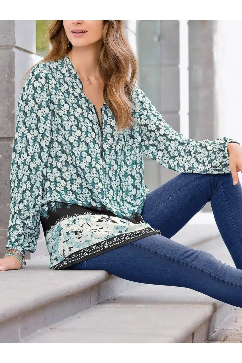 Together Border Print Tunic Top