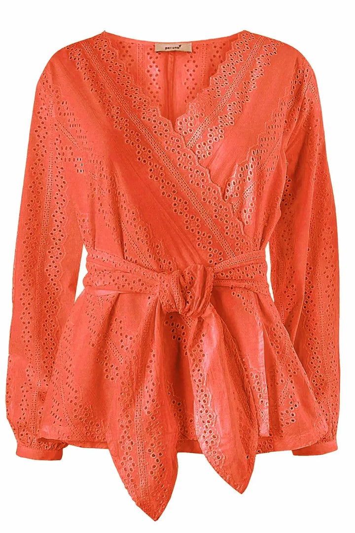 M&S Per Una Broderie Anglais Wrap Blouse