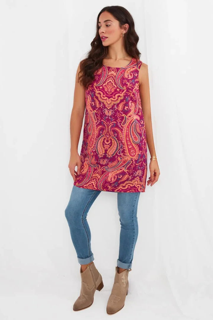 Joe Browns Reversible Vibrant Paisley Print Tunic Pink Multi