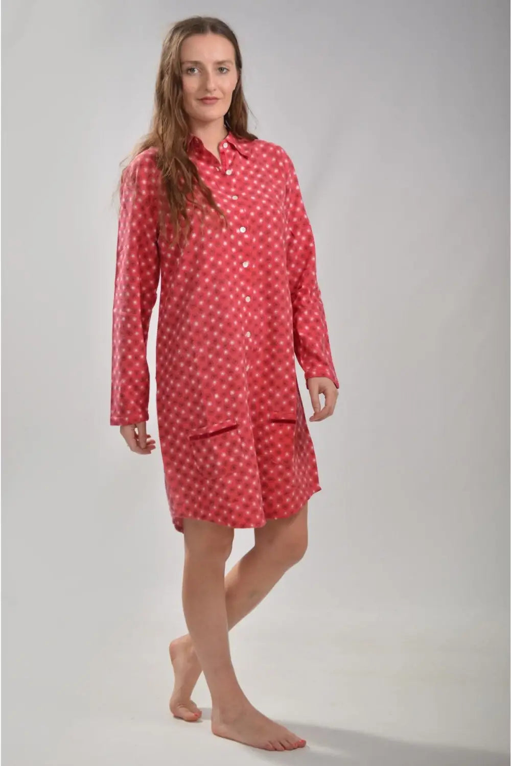 Mistral Brushed Cotton Snowflake Nightshirt Red / M